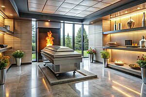 Funeral home staff preparing a body for cremation, emphasizing dignity and care