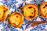 Egg tart, traditional Portuguese dessert, pastel de nata.