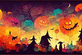 abstract and colorful beautiful illustration of halloween themed scene Programme des vacances d'automne